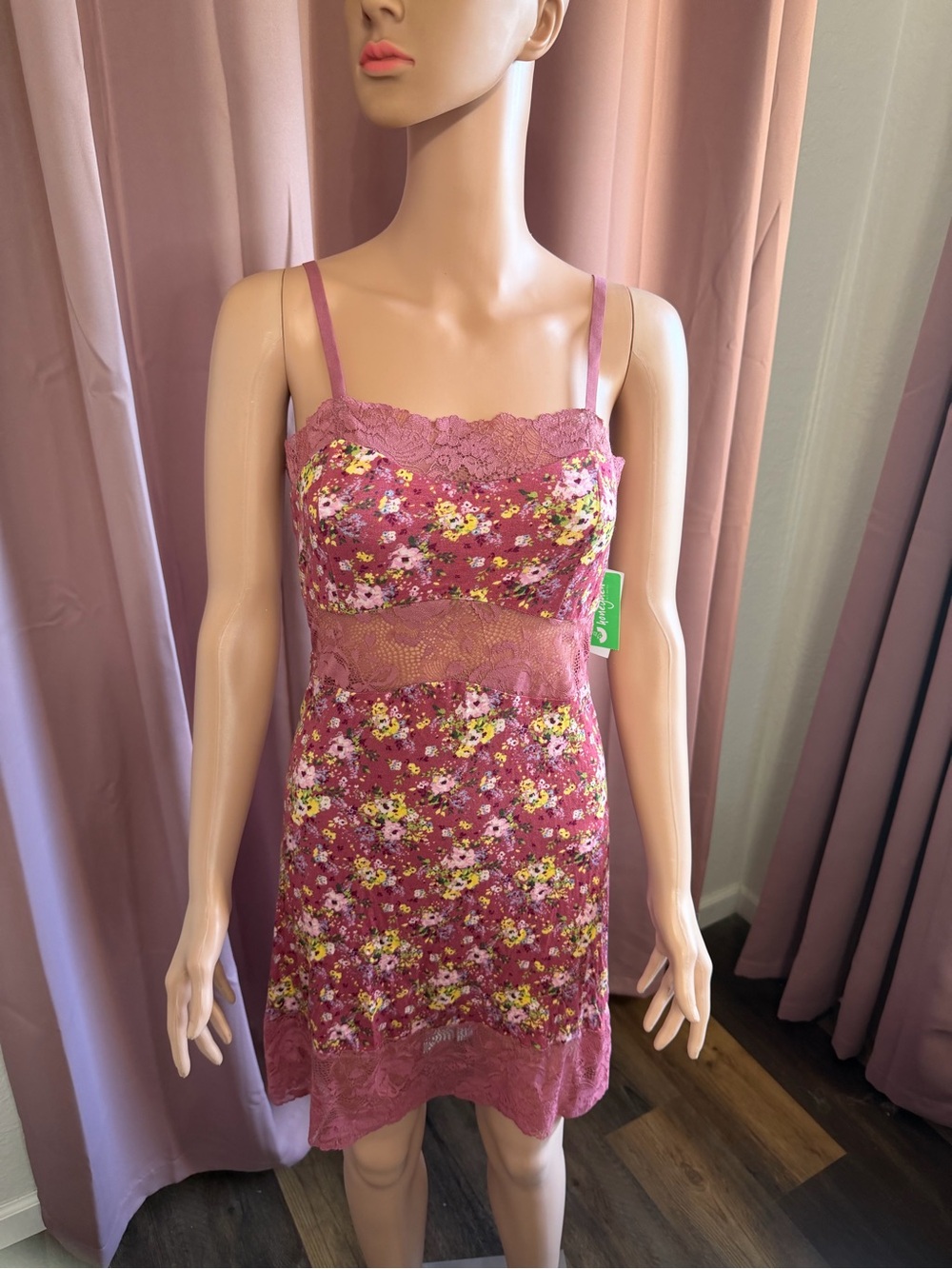 Honeydew Intimates Floral Lace Chemise in Dusty Rose